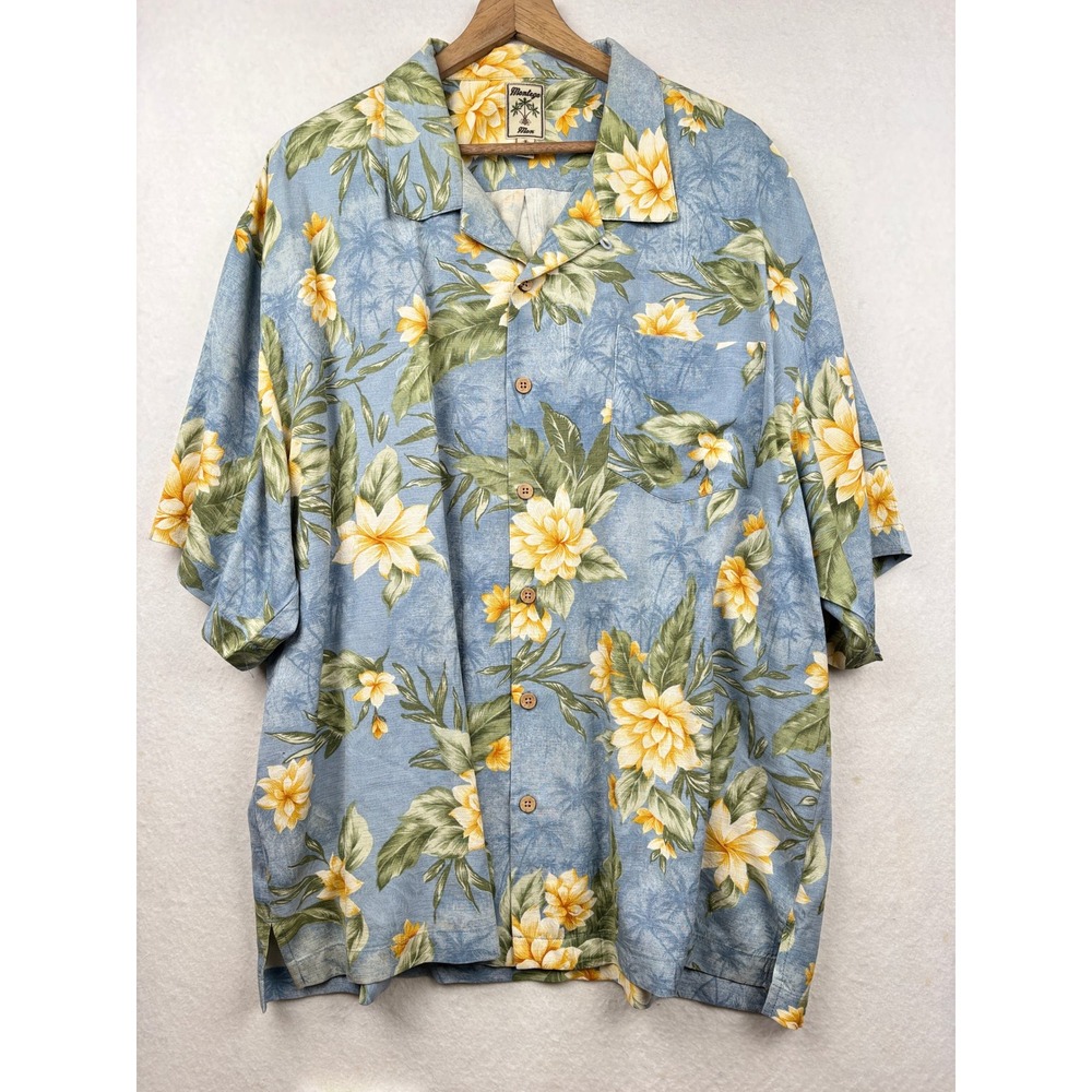 Montego Mon 100% Silk Aloha Shirt Mens XXL Floral‎ Print Camp Shirt